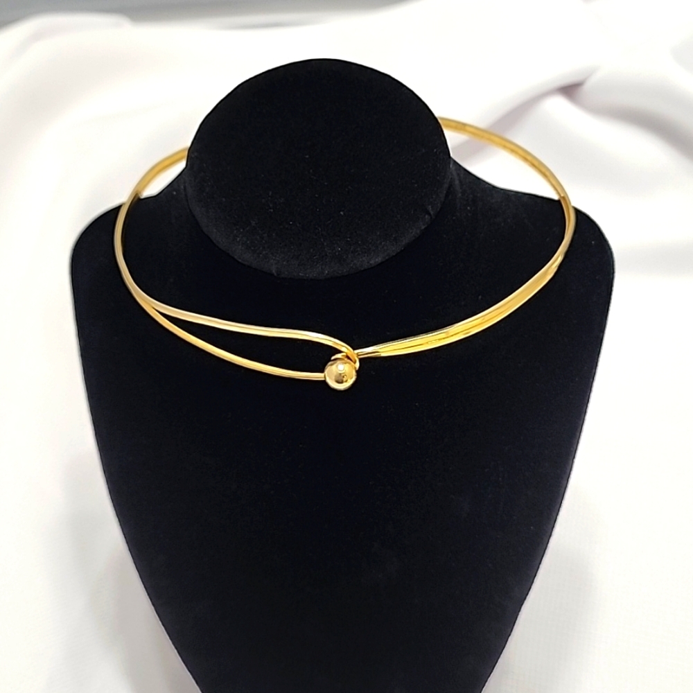 Gold Collar Choker Necklace with Knot Accent